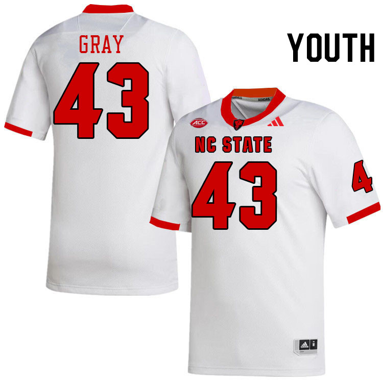 Youth #43 Dylan Gray NC State Wolfpack College Football Jerseys Stitched-White